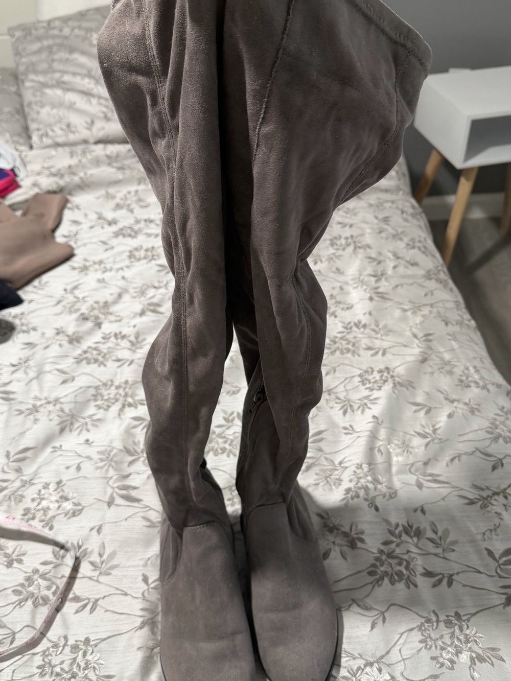 Aldo Over-the-Knee Suede Boots in Gray